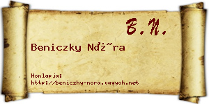 Beniczky Nóra névjegykártya
